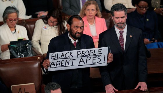 rep.-al-green-held-up-“black-people-aren’t-apes”-sign,-ejected-from-state-of-the-union
