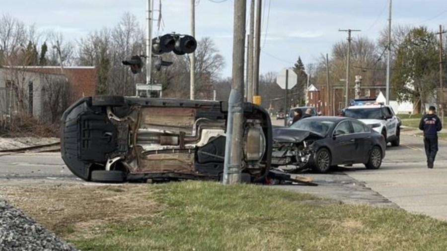 two-sent-to-the-hospital-after-crash-flips-car-near-train-tracks