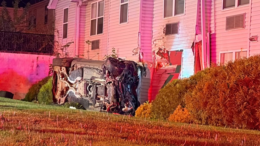 driver-hospitalized-after-car-hits-senior-living-complex