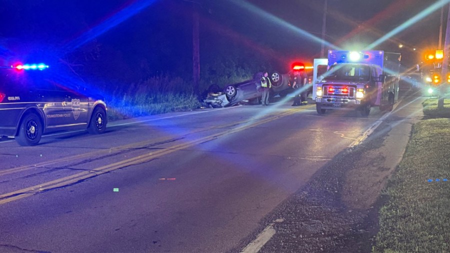 car-flipped-over-after-early-morning-crash-in-youngstown