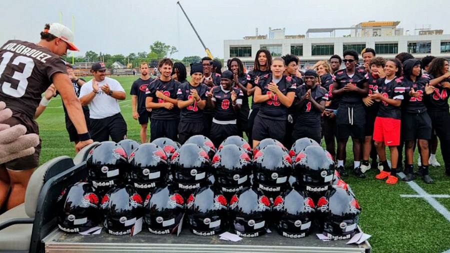 campbell-football-program-gifted-new-helmets-from-browns