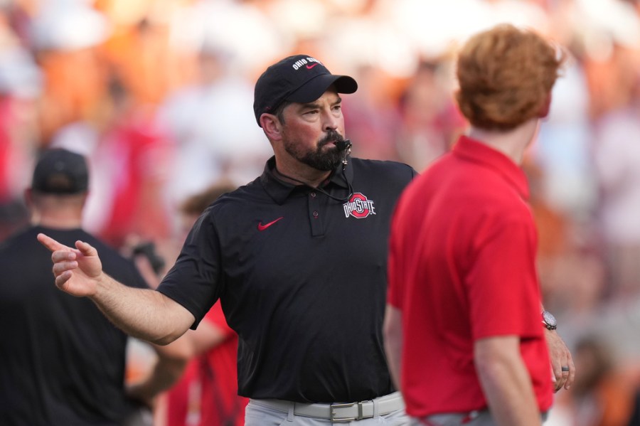 watch:-ohio-state’s-ryan-day-on-texas-loss,-game-against-kent-state