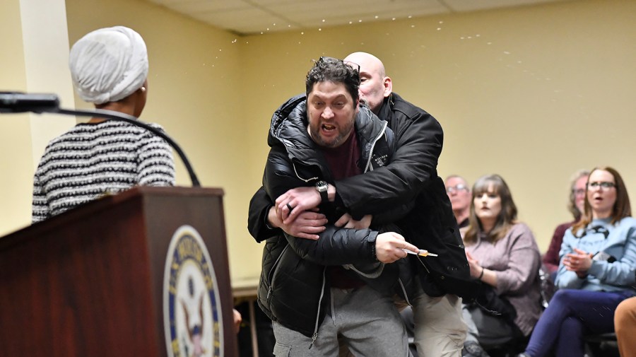 man-who-sprayed-vinegar-on-rep.-omar-during-town-hall-sentenced-to-14-months-in-prison