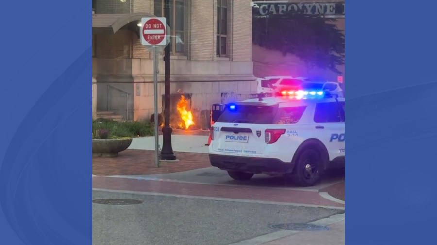 1-taken-into-custody-after-fires-set-outside-city-hall